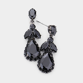 CZ Multi Stone Dangle Evening Earrings