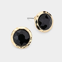 Round Stone Stud Earrings