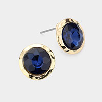 Round Stone Stud Earrings