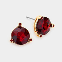 Round Stone Stud Earrings