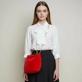 Solid Faux Fur Tote / Crossbody Bag