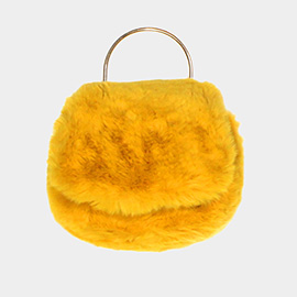 Solid Faux Fur Tote / Crossbody Bag