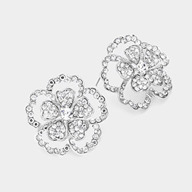 Bubble Stone Embellished Flower Evening Earrings