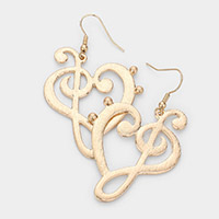 Metal Treble Bass Clef  Music Note Dangle Earrings