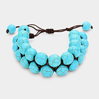 Woven Round Turquoise Adjustable Cinch Pull Tie Bracelet