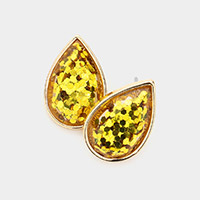 Glittered Teardrop Stud Earrings