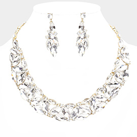 Marquise Stone Cluster Evening Necklace