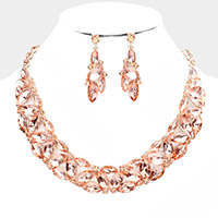 Marquise Stone Cluster Evening Necklace