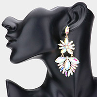 Marquise Stone Cluster Chandelier Dangle Evening Earrings