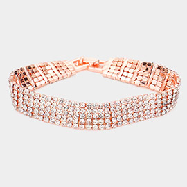 5Rows Rhinestone Evening Bracelet