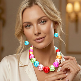 Graduated Pearl Beaded Statement Necklace