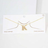 -K- CZ Monogram Pendant Necklace