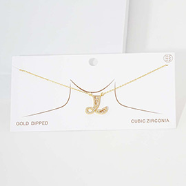 -L- CZ Monogram Pendant Necklace