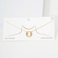 -O- CZ Monogram Pendant Necklace