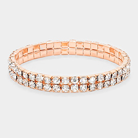 2-ROW Rhinestone Stretch Evening Bracelet