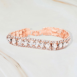 Round Crystal Rhinestone Trim Evening Bracelet