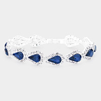 Teardrop Rhinestone Link Evening Bracelet