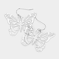 Cut Out Brass Metal Butterfly Dangle Earrings