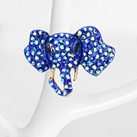 Stone Embellished Metal Elephant Stretch Ring