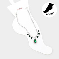 Teardrop Stone Accented Evening Anklet