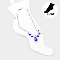 Teardrop Stone Accented Evening Anklet