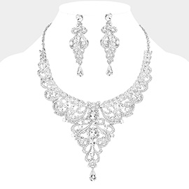 Multi Stone Embellished Evening Necklace