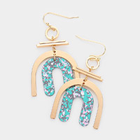 Geometric Brass Metal Paint Splash Arch Link Dangle Earrings