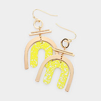 Geometric Brass Metal Paint Splash Arch Link Dangle Earrings