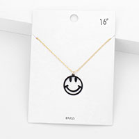 Brass Metal Smile Pendant Necklace