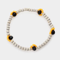 Bead Pointed Wood Stretch Bracelet