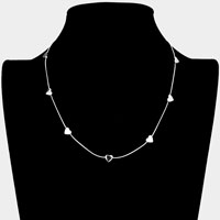 Metal Heart Station Necklace