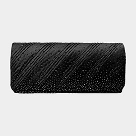 Diagonal Line Detailed Bling Evening Clutch / Crossbody Bag