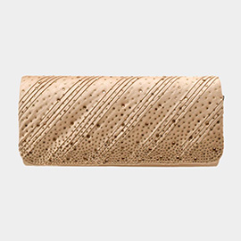 Diagonal Line Detailed Bling Evening Clutch / Crossbody Bag