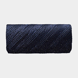 Diagonal Line Detailed Bling Evening Clutch / Crossbody Bag
