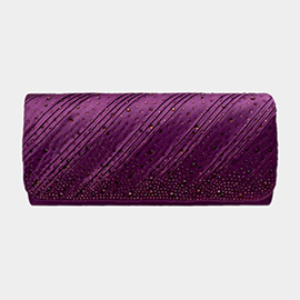 Diagonal Line Detailed Bling Evening Clutch / Crossbody Bag