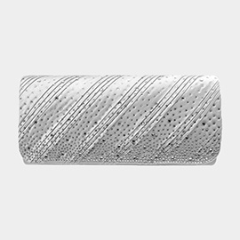 Diagonal Line Detailed Bling Evening Clutch / Crossbody Bag