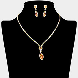 Marquise Stone Accented Rhinestone Necklace