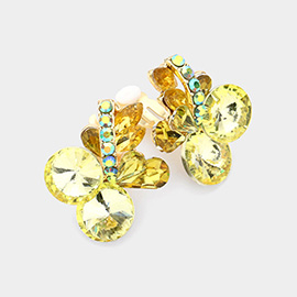 Multi Stone Cluster Clip On Evening Earrings