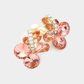 Multi Stone Cluster Clip On Evening Earrings