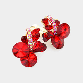 Multi Stone Cluster Clip On Evening Earrings