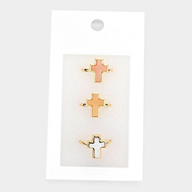 3PCS - Druzy Cross Rings