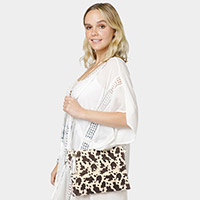 Cow Patterned Wristlet Clutch / Crossbody Bag