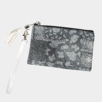 Paisley Patterned Wristlet Pouch Bag