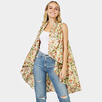 Flower Printed Round Vest