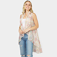 Flower Printed Round Vest