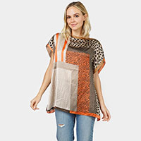 Multi Patterned Satin Poncho