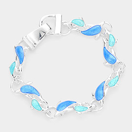 Enamel Metal Dolphin Link Magnetic Bracelet