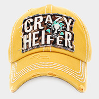 CRAZY HEIFER Message Vintage Baseball Cap