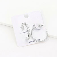 Metal Leaf Hoop Earrings