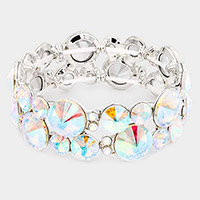 Round Stone Cluster Stretch Evening Bracelet